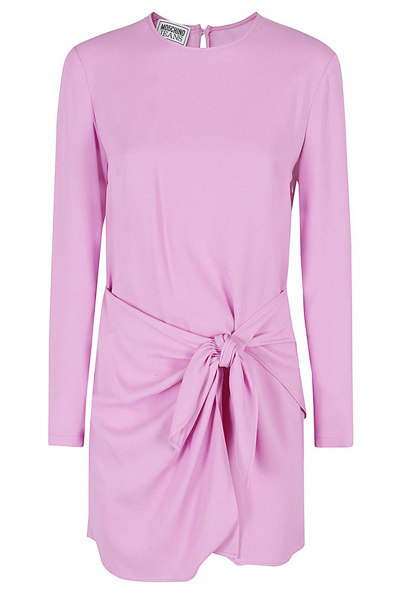 Moschino Jeans Knot Detailed Mini Dress In Pink