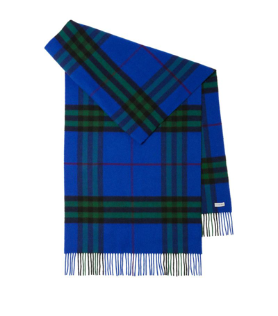 Burberry Cashmere Check Scarf In Blue