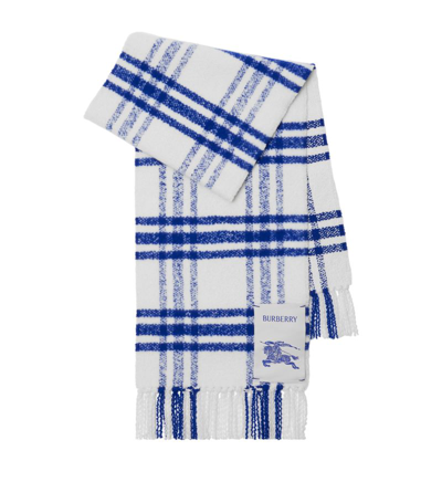 Burberry Wool Fringed Check Scarf In Multicolor