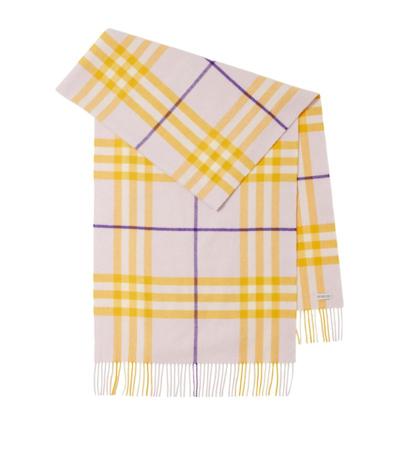 Burberry Check-pattern Fringed Cashmere Scarf In Multicolour