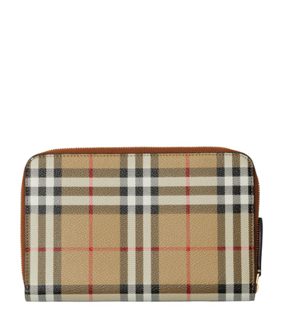 Burberry Check Travel Wallet In Neutrals