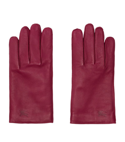 Burberry Leather Ekd Gloves In Pink