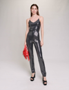 Maje Pilexisette Sequin Jumpsuit In Silver