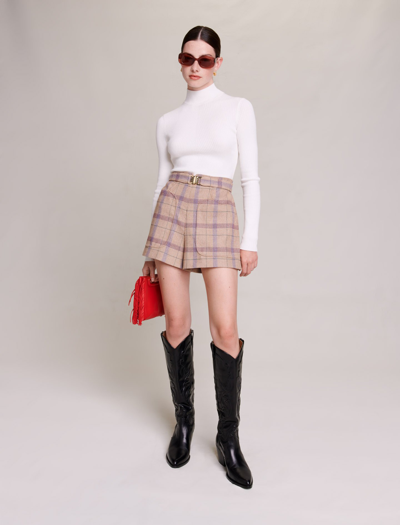 Maje Structured Shorts In Beige