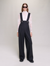 Maje Wide-leg Pinafore Trousers In Black