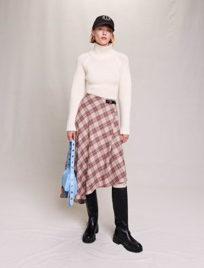 Maje Woman's Acrylic, Asymmetrical Skirt For Fall/winter In Beige