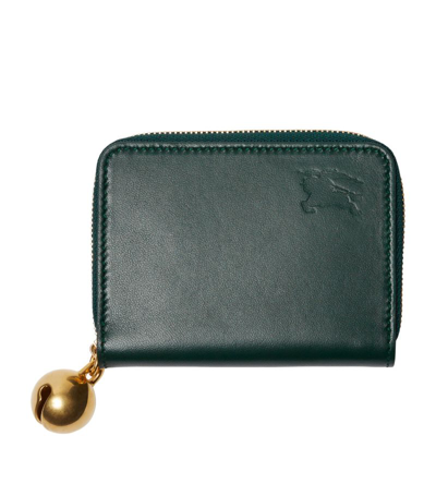 Burberry Leather Equestrian Knight Design Zip-up Wallet In Green