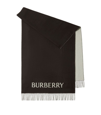 Burberry Cashmere Rose Print Scarf In Black