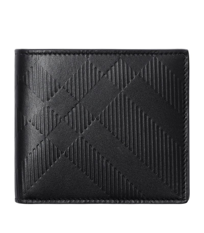 Burberry Leather Check Bifold Wallet In Black