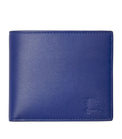 Burberry Leather Ekd Bifold Wallet In Blue