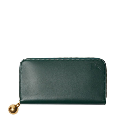 Burberry Leather Debossed Ekd Purse In Green