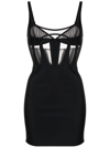 Mugler Illusion Inset Corset Waist Minidress