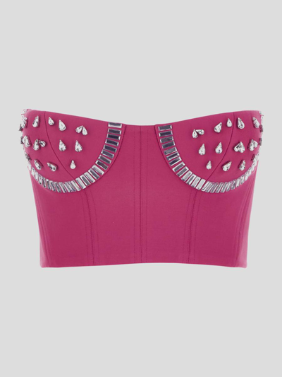 Area Embellished Cropped Bustier Top In Multicolour