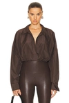 NORMA KAMALI SUPER OVERSIZED BOYFRIEND SHIRT BODYSUIT