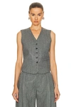 Alexander Wang Gray V-neck Tailored Vest In Grey & Black