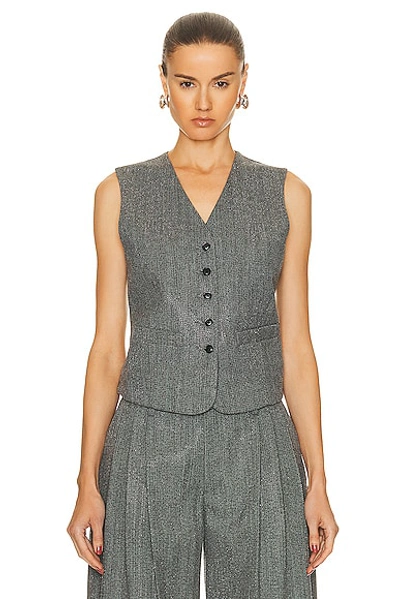 Alexander Wang Grey V-neck Tailored Waistcoat In Grey Black