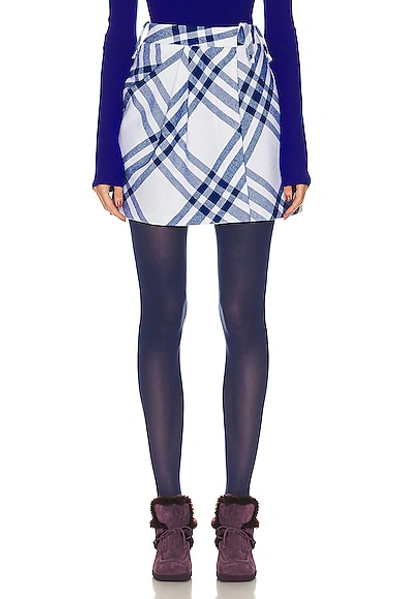 Burberry Check Wool Mini Skirt In Azul