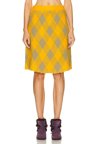 Burberry Check-plaid Brushed Skirt In Yellow
