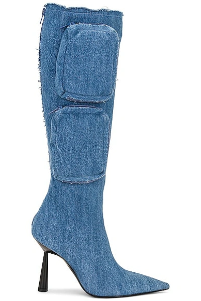 Gia Borghini Belvinia Knee High Boot In Blue Jeans