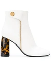 Stella Mccartney Curved Tortoise Heel Booties In Optical White