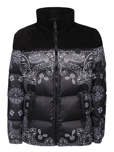 Philipp Plein Bandana-print Padded Jacket In Black