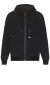 Dickies Duck Fleece Lined Hooded Bomber Jacket In Washed Black