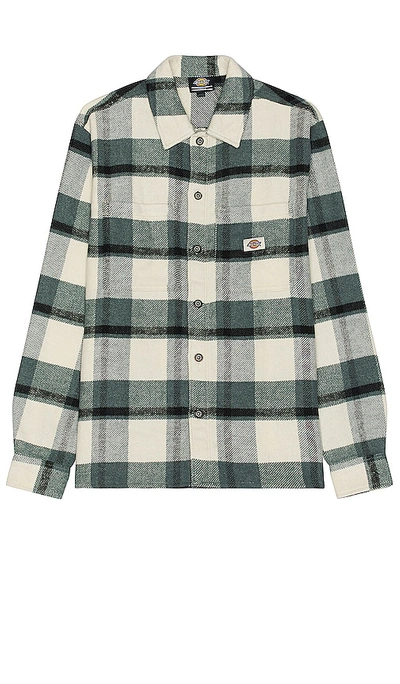 Dickies Coaling Plaid Flannel Button-up Overshirt In Coaling Check Light Base