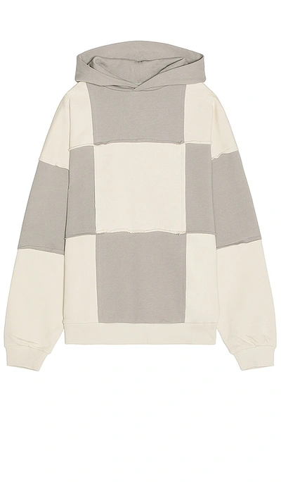 Flâneur Cotton Patchwork Hoodie In Beige,grey