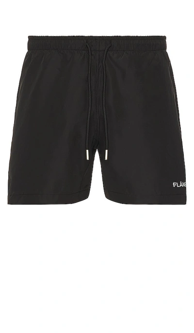 Flâneur Signature Cotton Shorts In Black