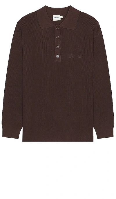Bound Ennio Long Sleeve Polo In Brown