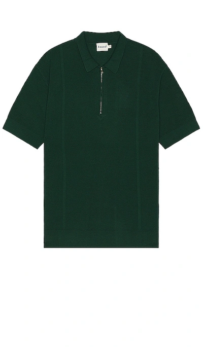 Bound Arthur 1/4 Zip Waffle Knit Polo In Green