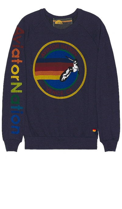 Aviator Nation Crew Sweatshirt In Navy