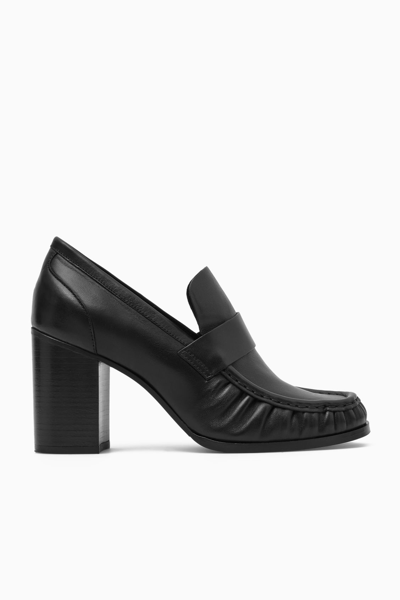 Cos Heeled Leather Loafers In Black