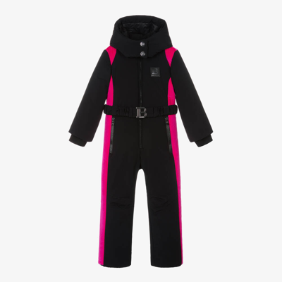 Balmain Babies' Girls Black & Pink Snowsuit