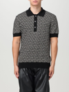 Balmain Monogram Pattern Polo With Classic Collar In Beige