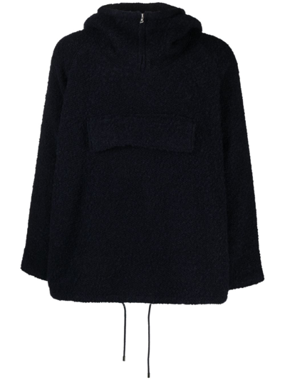 Auralee Blue Pullover Wool Parka Jacket