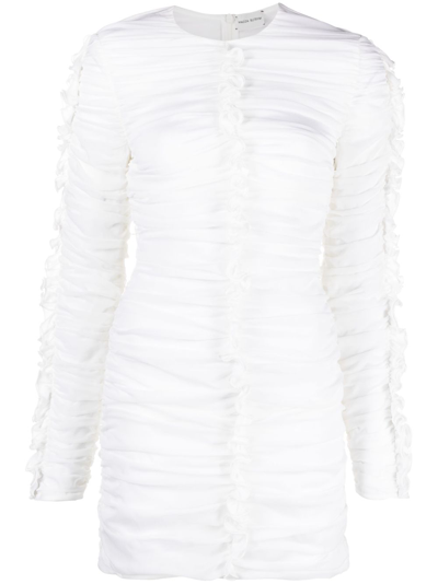 Magda Butrym Ruffle Silk Blend Mini Dress In White