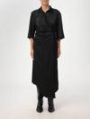 Nanushka Lais Half-sleeve Satin Midi Wrap Dress In Black