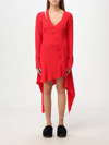 Stella Mccartney Asymmetric Viscose Mini Dress In Red