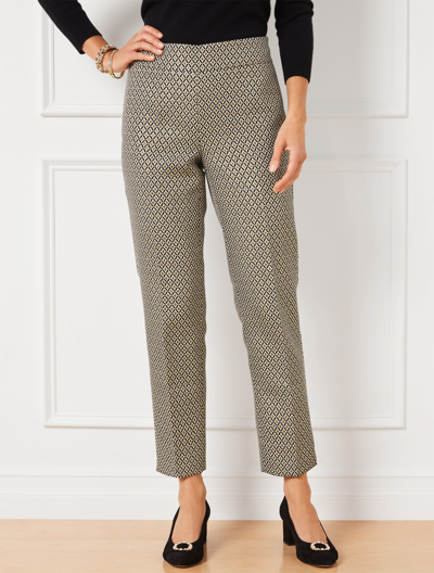 Talbots Petite - Slim Ankle Pants - Medallion Jacquard - Black - 12