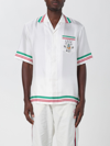 Casablanca Silk Shirt With Graphic Print And Striped Trim In White