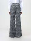 Alberta Ferretti Wide-leg Fringed Trousers In Grey