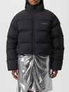 Alexander Wang Cropped Black Puffer Jacket With Jacquard Channel Design And Reflective Logo In Black