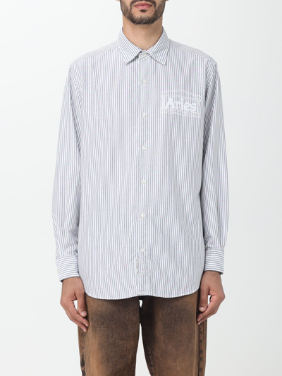 Aries Striped Cotton Oxford Shirt In Black
