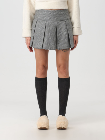 Patou Pleated Virgin-wool Miniskirt In Grey