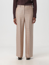 Lanvin High-waisted Wide Leg Check Trousers In Brown