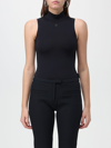 Courrèges Mock Neck Crepe Jersey Bodysuit In Black
