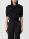 Balmain Brushed-yarn Surplice Top In Black
