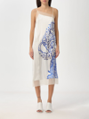 Ferragamo Midi Dress With Sleeveless Spaghetti Straps In Blue