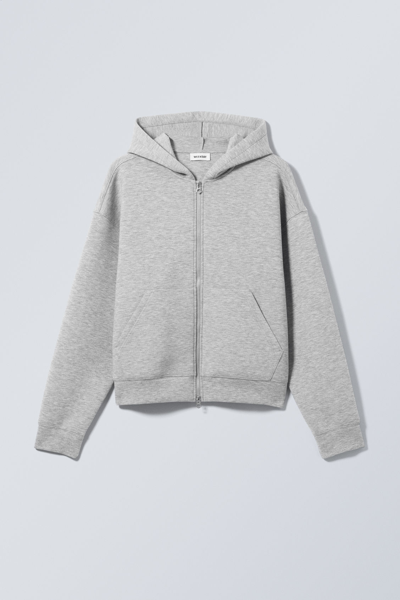 Weekday Simon Scuba Zip Hoodie In Grey